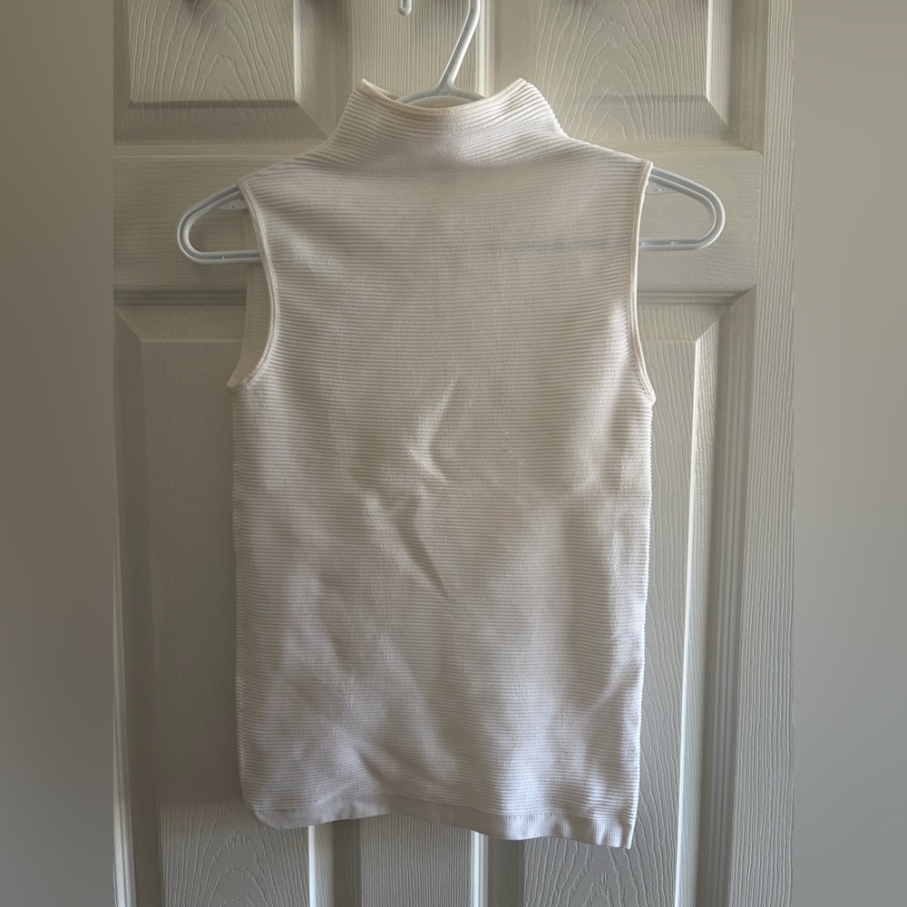 Babaton Sleeveless White Turtleneck Top